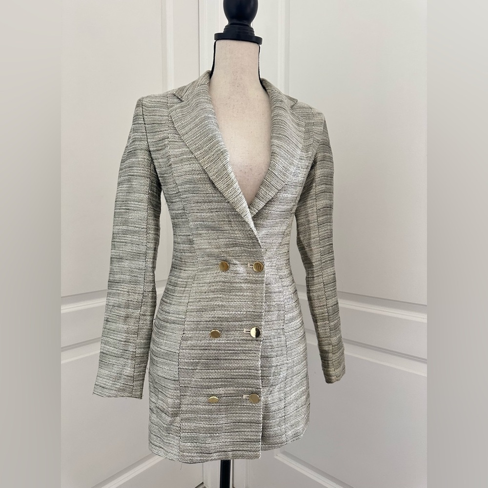 Lovers + Friends Grey Tweed Double Breasted Coat XS | Worn Once